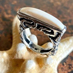DIAN MALOUF STACKING RING STERLING SILVER BONE